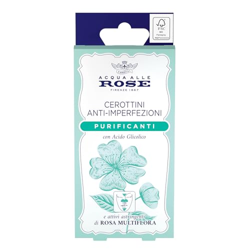 Acqua alle Rose, Cerottini Anti-Imperfezioni Purificanti con Attivi Astringenti di Rosa Multiflora e Acido Glicolico, Anti Punti Neri, Opacizzano e Purificano, Zona T - 4pz Naso, 4pz Fronte e Mento