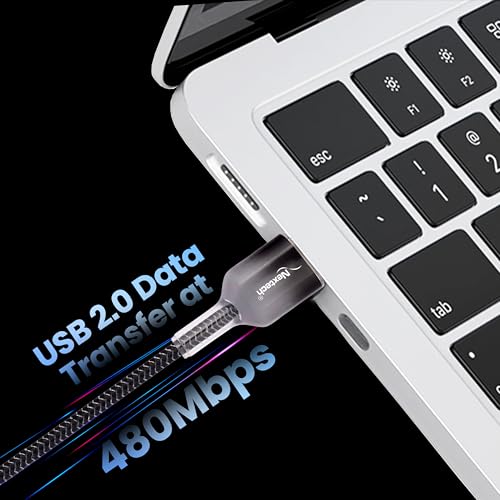 Image of Nextech USB A To USB-C 3A Fast Charging Cable|2.44M Braided Cable|Type C Cable Fast Charging|C Type Charger Cable|480Mbps Data Sync|USB C Charger Cable For Smartphones,Tablets & Devices,Grey