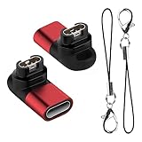 Newzerol Garmin(ガーミン)に適合する変換アダプター【2個】L型 usbタイプc変換アダプター 適合 vivoactive6/5/Instinct 3/forerunner/Venu3/Approach S70/vivosmart5/ForeAthlete55/venu sq2/venu2/Fenixシリーズに対応 安定した充電 変換マイクロ Type-Cケーブル適用 -レッド