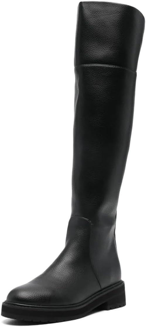 Tang'scuisins Women's Over the Knee Boots with Round Toe Low Block Heel Comfort Pull On Dressy Casual Tall Shoes Daily Winter Wear Size 4-16 US