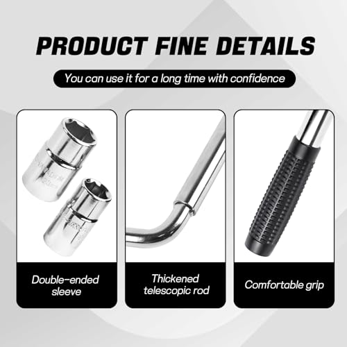 Image of Telescoping Lug Wrench, Extendable 4 Way Lug Wheel Wrench, Wheel Nut Remover Set with 17 /19mm and 21 /23mm Sockets, Universal Tire Repair Tool Kit for Cars Trucks SUVs