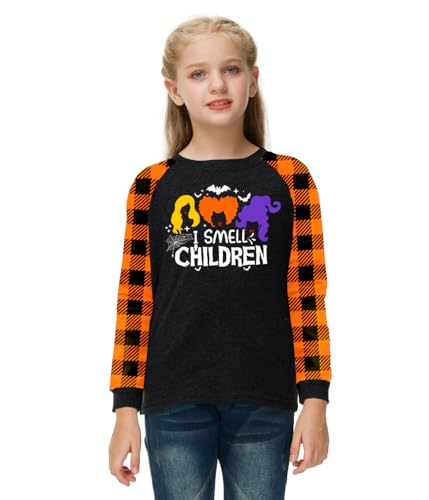 Image of Remimi Girls Thanksgiving Shirts Buffalo Plaid Raglan Tee Cute Turkey Holiday Party Long Sleeve Tshirt 5-14 Years