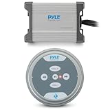 Waterproof Bluetooth Marine Amplifier Receiver - Weatherproof 2 Channel Wireless Amp for Stereo Speaker with 600 Watt Power, Wired RCA, AUX and MP3 Audio Input Cable - Pyle PLMRMBT5S (Silver)