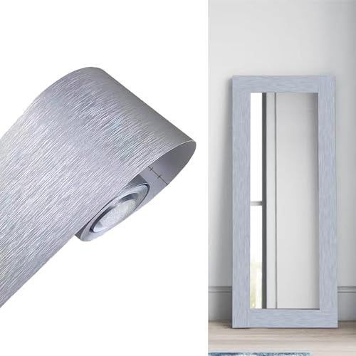 Yija Borde de pared autoadhesivo 3D de color metálico, impermeable, fácil de aplicar, azulejos de cocina, baño, 4.2 x 196 pulgadas (plateado)