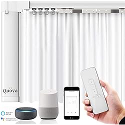 Cortinas Inteligentes QUOYA QL600 Riel de Cortina Eléctrico Inteligente, Motor motorizado, Longitud de riel ajustable (hasta 3 metros), compatible con Alexa, google, Siri, Apple Watch