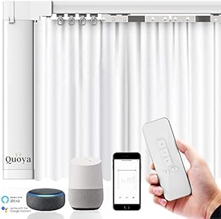 Quoya Smart Electric Curtain Track AT5810Up to 118inches (3 metres)- Motorised and Adjustable , with Automated Rail Motor with App, Voice, Remote Control, Compatible with Alexa, Google and Siri