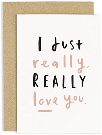 Old English Co. Really Really Love You Card - A6 Card | Fun Romantic Card for Valentines Day, Anniversary, Wedding Day, Engagement | Blank Inside with Envelope