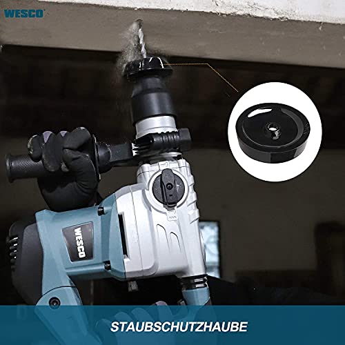 WESCO SDS plus AC Bohrhammer Bohrhämmer Bohrmaschine Abbruchhammer Beton Bohrer 1500W Hammer Drill Tiefenanschlag 5.5J Bohrleistung in Beton 32mm Bohr-Meißel-Set Anti-Vibration Sicher Kupplung Koffer – Bild 5