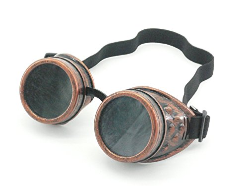 Lodou Cyber Goggles Steampunk Welding Goth Cosplay Vintage Goggles Rustic (Copper)