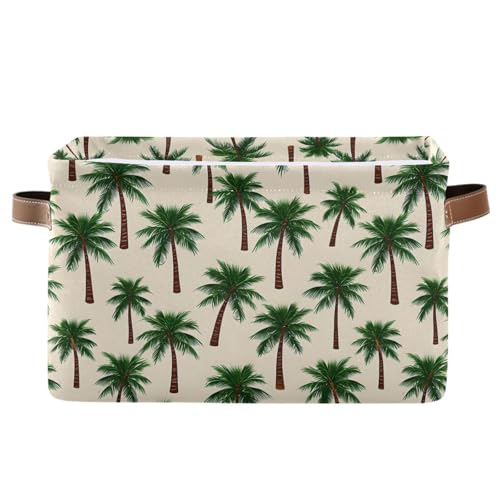 EFEWOI Large Storage Baskets Green Tropical Palm Trees Fabric Storage