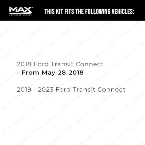 Image of Max Advanced Brakes Rear Brake Kit Compatible With 2018 2019 2021 2022 2023 Ford Transit Connect Replacement Premium OE Disc Brake Rotors and Ceramic Brake Pads