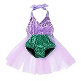 JEATHA Infant Baby Girls Shiny Sequins Halter Fish Scales Printed Bathing Suit Tulle Skirt Swimsuit...