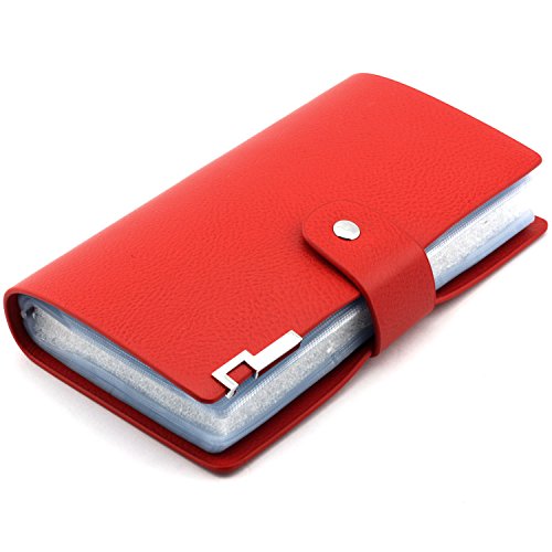 Longdex Soft Leather Business Name Card Holder Book with 102 Card Slots Credit Card Holder Wallet (Red)