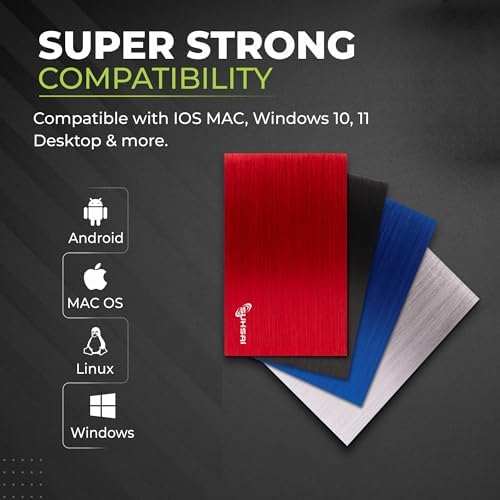 SUHSAI External Portable Hard Drive 1TB USB 2.0 HDD Storage and Backup Hard Disk Memory Expansion – Ultra Slim 2.5” Harddrive Compatible with PC, MAC, Laptop, Desktop Computer (Red) — view 8