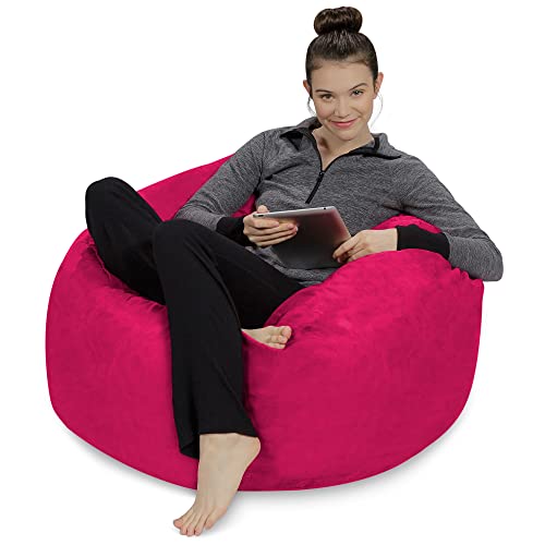 Sofa Sack Bean Bag Chair: 3' Memory Foam Furniture Bean Bag - Medium Sofa With Soft Micro Fiber Cover - Hot Pink #TOP3