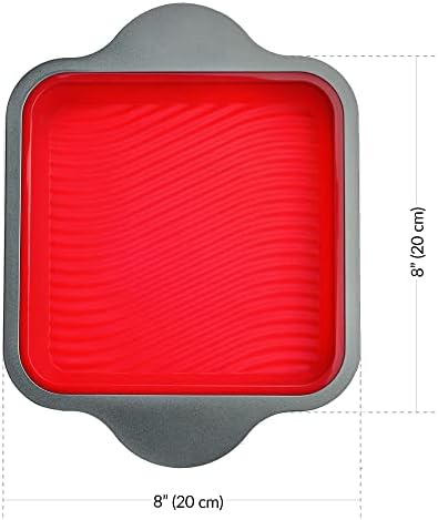 Boxiki Kitchen No-Stick Silicone Brownie Pan | Professional Square 22 cm Silicone Cake Pan for Baking - Premium Quality 8 x 8 Baking Tray with Steel Frame