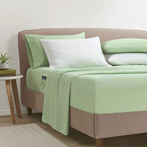 Comfort Spaces Bed In A Bag Comforter Set - College Dorm Room Essentials For Girls Bedding, Complete Dormitory Bedroom Pack And Sheet With 2 Side Pockets, King, Green #TOP4