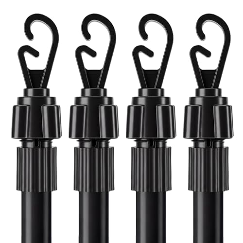 2.4M Telescopic Washing Line Prop Pole Metal Clotheslines Heavy Duty Home Garden Laundry Support Drying Line Poles Dry Clothes Drying Airer Washing Pole Extenedable to 2.4M Black Pack of 4