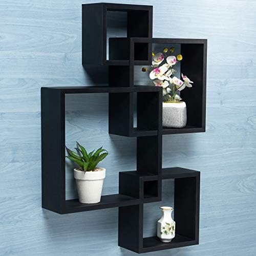 Gatton Design Floating Shelves | Black | Wall Mounted Interlocking Cube Design | Shelves for Wall | Wall Shelves for Bedroom, Living Room, Bathroom & Kitchen | Floating Shelf | Wall Shelf for Décor