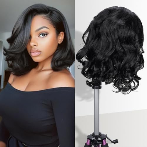 Body Wave Bob Wigs Human Hair 13x4 Lace Front Wigs 180% Density HD Transparent Lace Frontal Wigs Human Hair Pre Plucked with baby hair Glueless Short Bob Wigs for Women Wigs 14 Inch