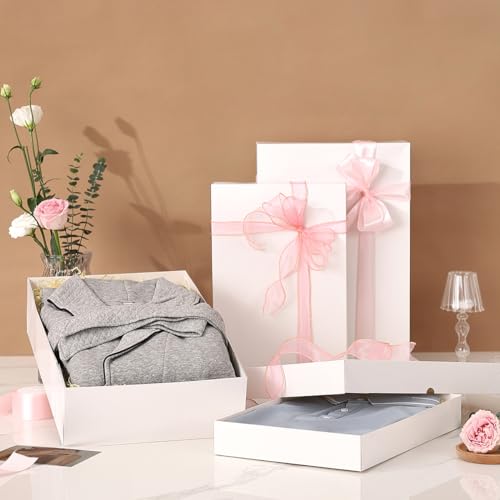 NATIVICO 10 Sturdy White Gift Boxes for Presents - Premium Gift Boxes with Lids - 4-inch Deep Robe Boxes and Shirt Boxes - Image 6