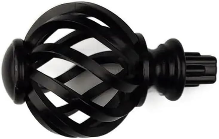 Replacement Curtain Rod Finials Spiral Birdcage Window Head(Black)