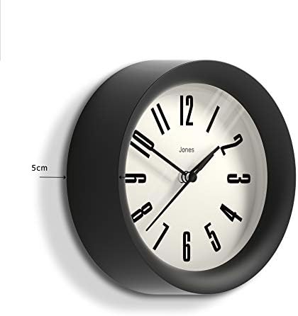 Jones Clocks ® Hot Tub Wall Clock - Small Round Clock - Office Clock - Kitchen Clock - Living Room Clock - Modern Design - Colourful Wall Clock - 16cm Wall Clock (Gravity Grey)