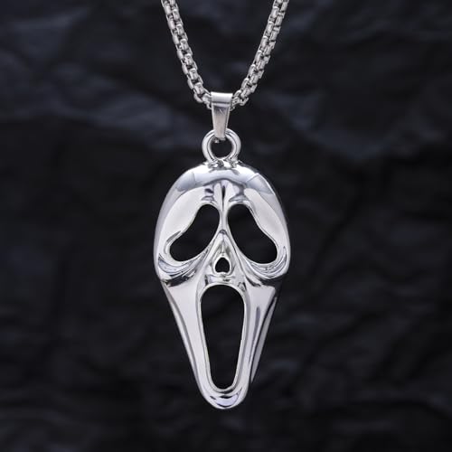 Merchandise Punk Style Cool Mens Women Stainless Steel Skeleton Halloween Skull Coffin Luminescence Pendant Necklace (Color : Green,Blue,Steel,Size : 1.77in)3