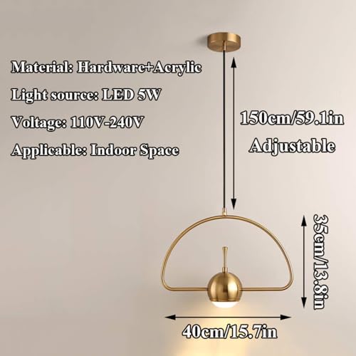 Lustre géométrique LED 5W et suspension acrylique réglable pour salon et chambre