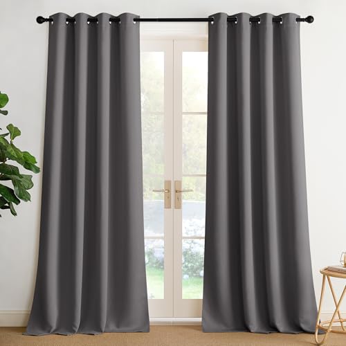 Image of NICETOWN Blackout Curtains Grommet 2 Panels Grey Drapes 95Inches Long