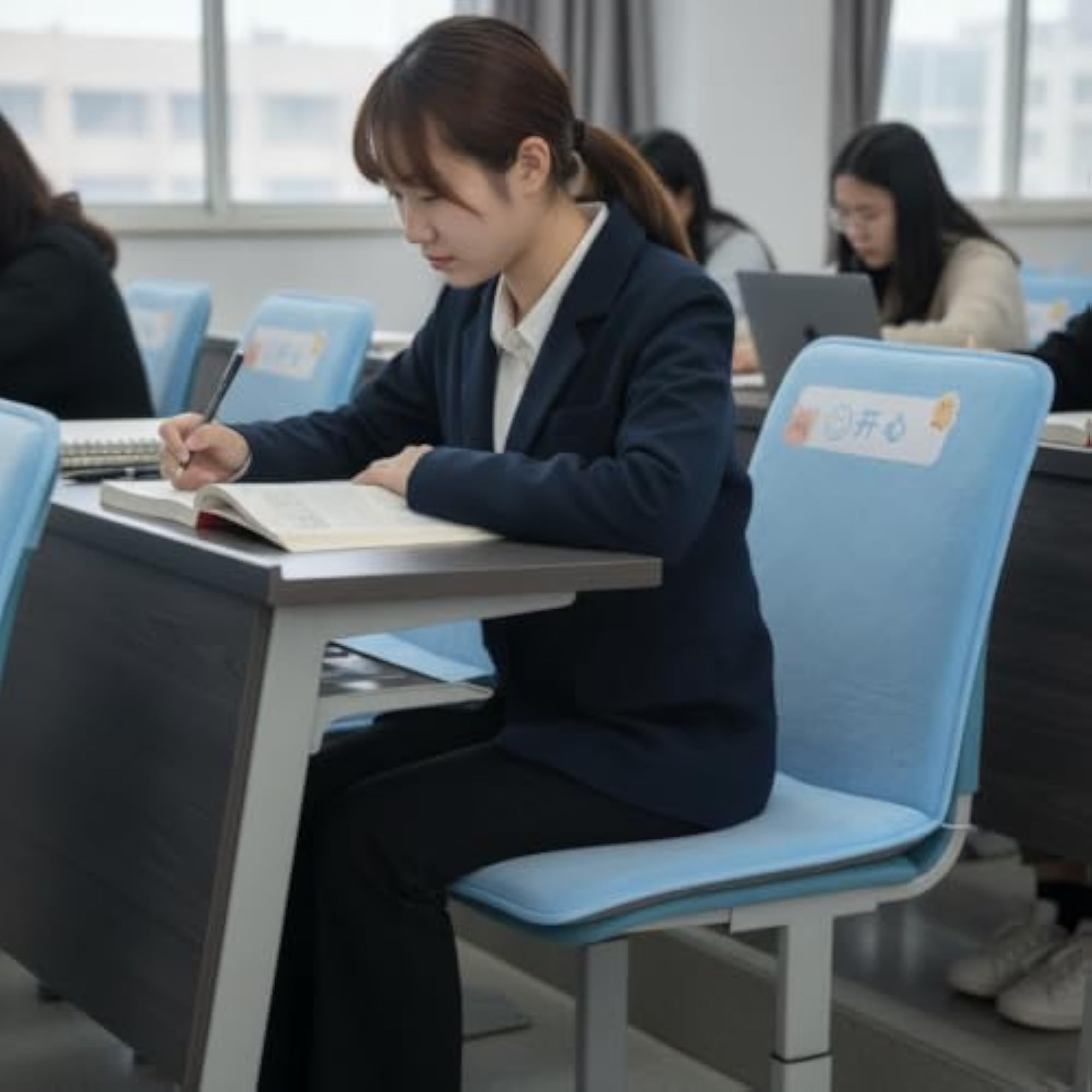 Foldable Solid Color School Nap Chair Cushion with Backrest