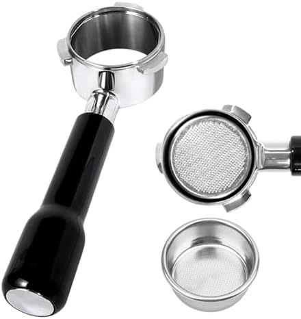 54mm Bottomless Portafilter - 3 Ears with Stainless Steel Filter Basket, Fits Breville Barista Express, Pro, Touch, Bambino Plus, Infuser (880BSS, 870XL, 878BSS, 500BSS, 840XL), Black