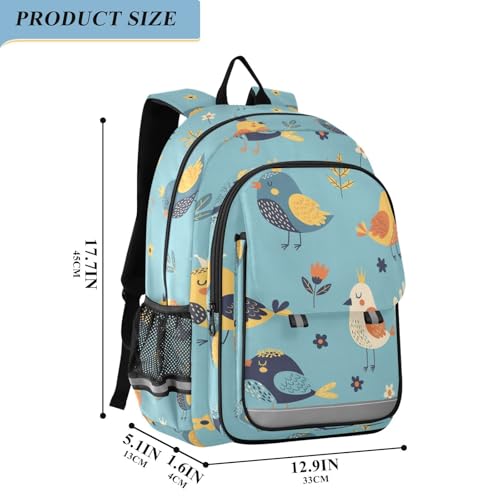 DOMIKING Chickens Flowers Blue Kids Backpack for Boys Girls School Backpack for Elementary Preschool Middle School Laptop Backpacks Bookbag for Travel Work Women Men2