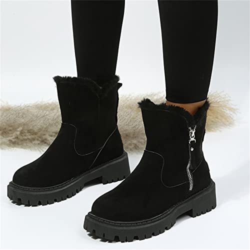Ladmiple Winter Fashion Boots For Women 2024 High-top Snow Boots Slip on Warm Outdoor Fur Lined Ankle Booties Loafers Shoes2