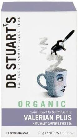 Dr Stuarts Organic Valerian Plus 15 Bags (Pack of 4) – Made in a Carbon Neutral Factory – Queens Award for Enterprise