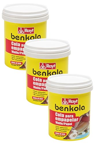 Rayt 1760-09 Benkola papel vinilo: Cola para empapelar. Lista al uso. Papel pintado o vinilo con dorso de papel o tejido. 1 kg (Paquete de 3)