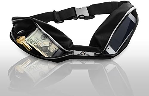 MEMO Athletics Reflective Dual Pocket Sports, Running and Fitness Expandable Weather Resistant Waist Pack Belt