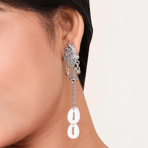 Image of Jewellery Earrings for Women Oxidised Silver Jhumka earrings for Girls and Women E-17