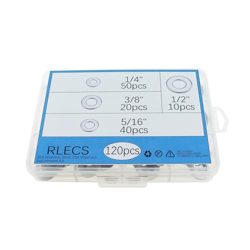 Rondelles plates contre vibrations RLECS inox 304 argenté 120 pièces pour auto et maison