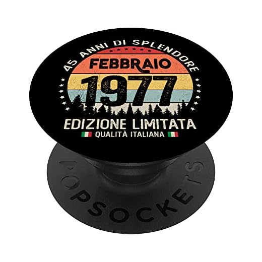 Vintage febrero 1977 mujer hombre regalo 45 años cumpleaños PopSockets PopGrip Intercambiable