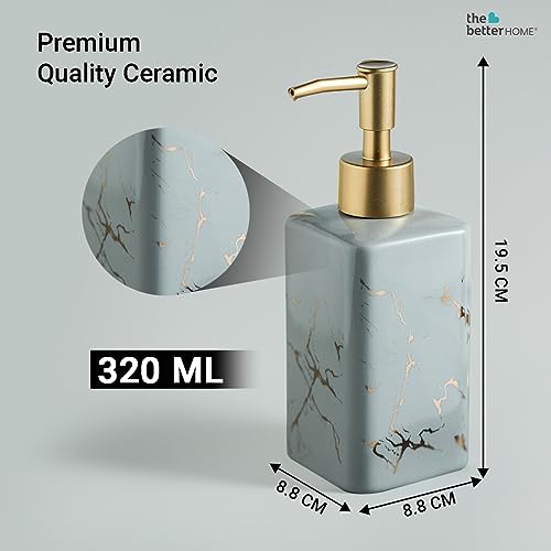 Image of The Better Home 320ml Dispenser Bottle - Grey | Ceramic Liquid Dispenser for Kitchen, Wash-Basin, and Bathroom | Ideal for Shampoo, Hand Wash, Sanitizer, Lotion, and More