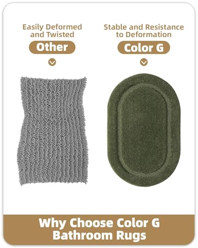 Image of Color&Geometry Small Green Bathroom Rugs, Non Slip Shower Mat with Rubber, Ultra Soft and Absorbent, Washable Bath Mats for Bathroom Floor, Shower, Sink, Vanity, 15 inchx23 inch