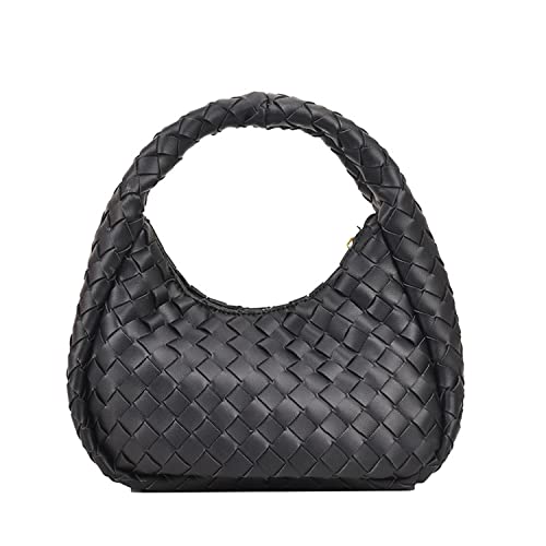 Damen Handtaschen Strohtasche Shopper Umhangetasche Große Kapazitäts Retro Handtasche Leder Einkaufstasche Für Reise Party,Schwarz,One Size Cover