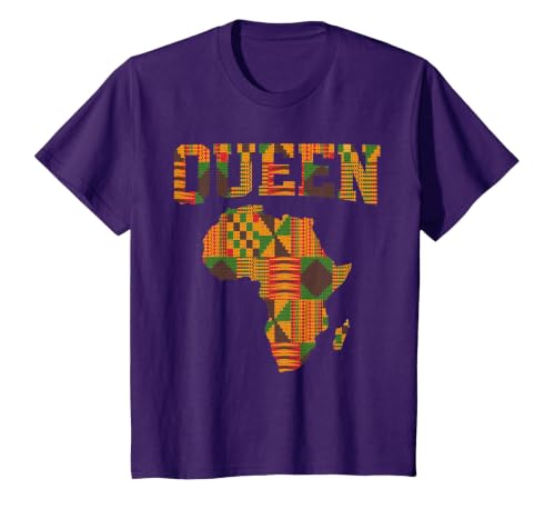 African Queen Art for Women Girls Kente Cloth African Print T-Shirt, Youth, Purple, 3T
