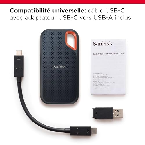 SanDisk Extreme SSD 8 To externe portable USB 3.2 Gen 2 USB C connecteur AES 256 bits - vue 9