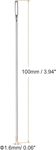 Miniatura 2 de HARFINGTON Agujas de rebordear 0.063 in de diámetro, agujas de coser rectas largas de acero inoxidable, agujas de coser de 4 pulgadas