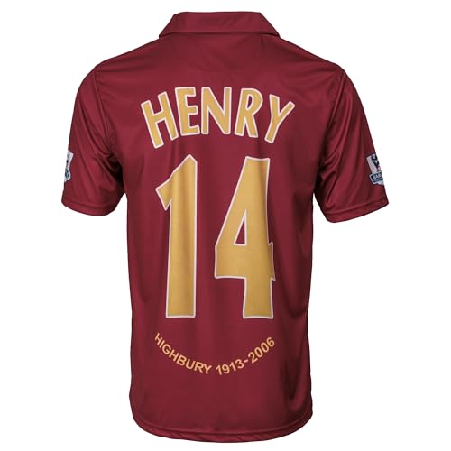 HOMEMI Arsenal Henry #14 Nostalgia Retro Limited Edition Mens Soccer Football Jersey for Adult Men Sizes(#14,Red,L)