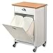 KESPER 2552613 - Carrello da cucina con sistema di raccolta differenziata, piano di copertura con decorazione in bambù, colore: Bianco laccato