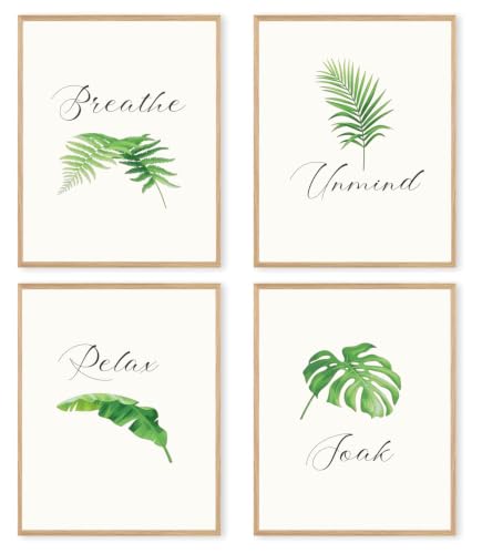 Impresiones artísticas de hojas de Monstera: set de 4 cuadros de plantas botánicas de 50x70 cm