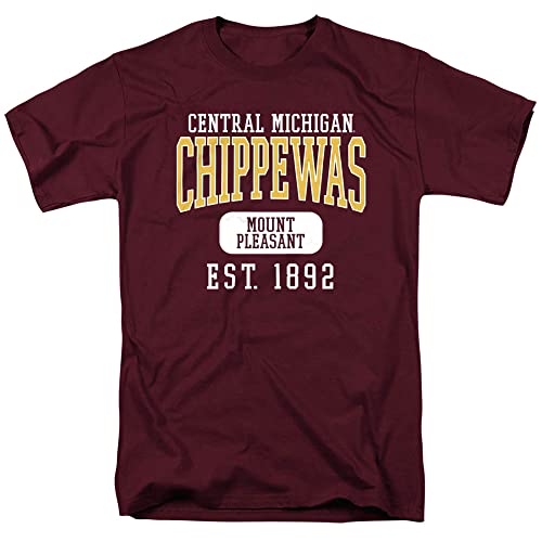 Central Michigan University Official Est. Date Short Sleeve Mens Cotton T-Shirt,Maroon, Large